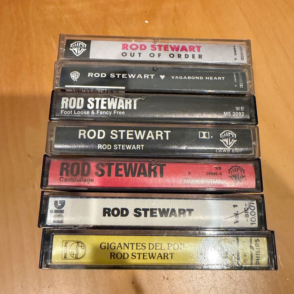 Vintage Rod Stewart Cassette Tape Lot 70s 80s Rock Pop 7 Tapes Out of Order